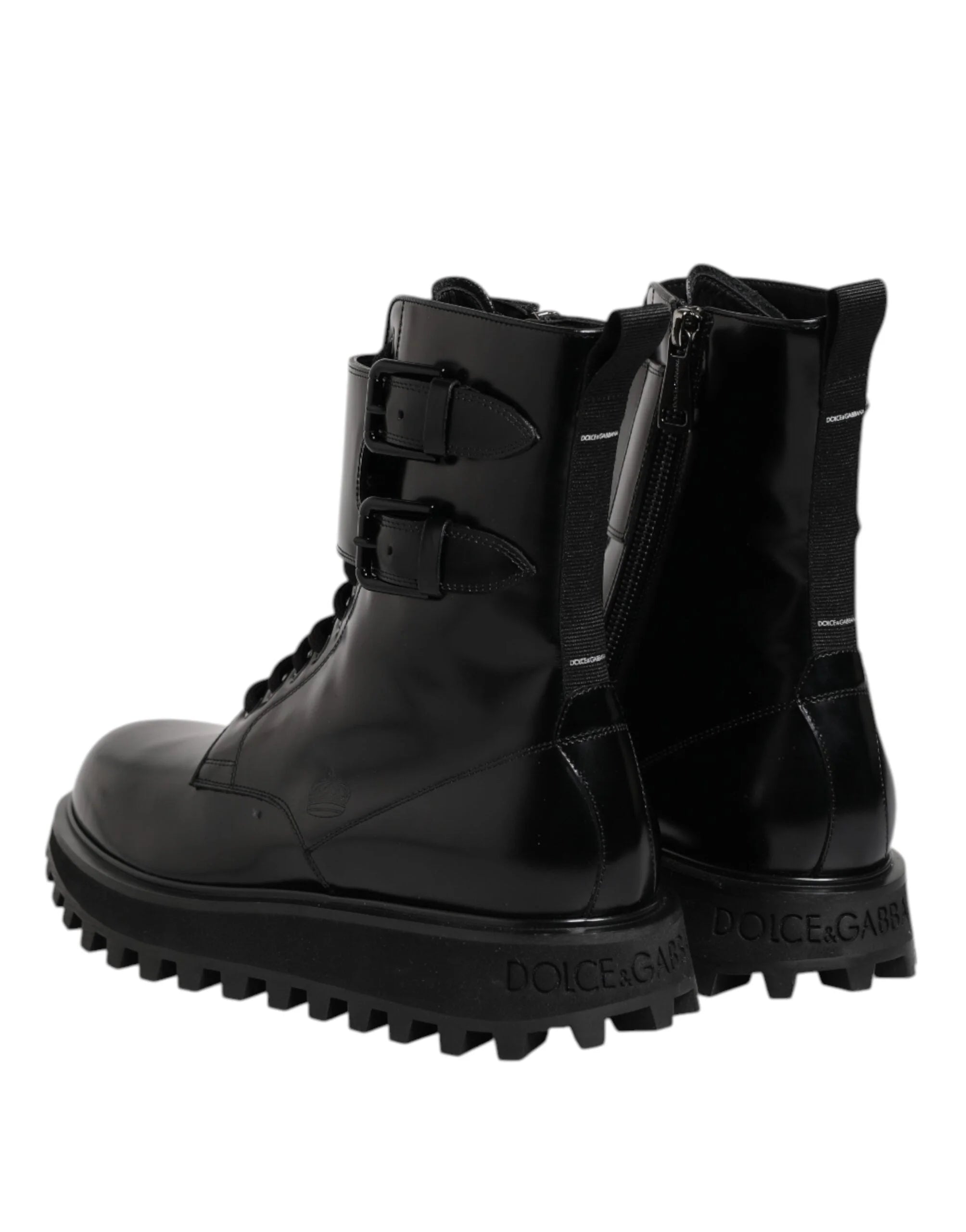 Dolce & Gabbana Black Leather Lace Up Mid Calf Boots Shoes - EU42/US9