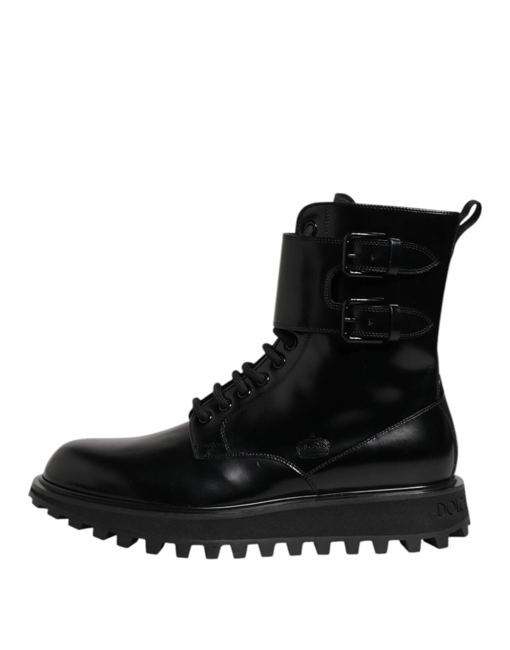 Dolce & Gabbana Black Leather Lace Up Mid Calf Boots Shoes - EU42/US9