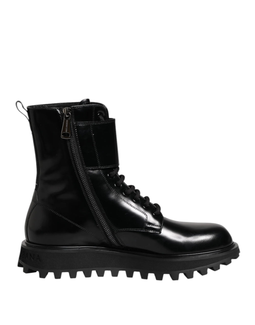 Dolce & Gabbana Black Leather Lace Up Mid Calf Boots Shoes - EU42/US9