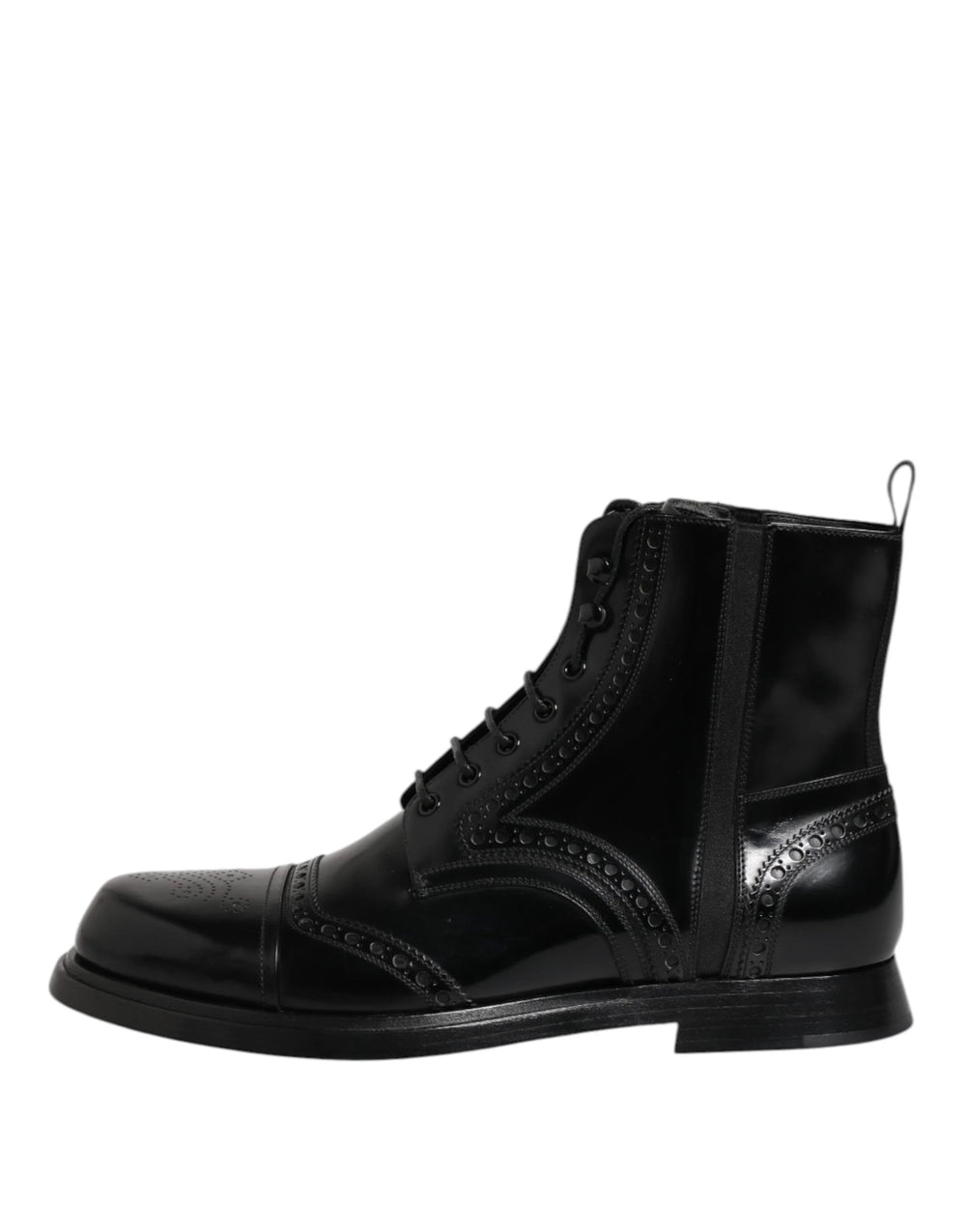 Dolce & Gabbana Black Leather Lace Up Mid Calf Boots Shoes - EU44/US11 - Boots