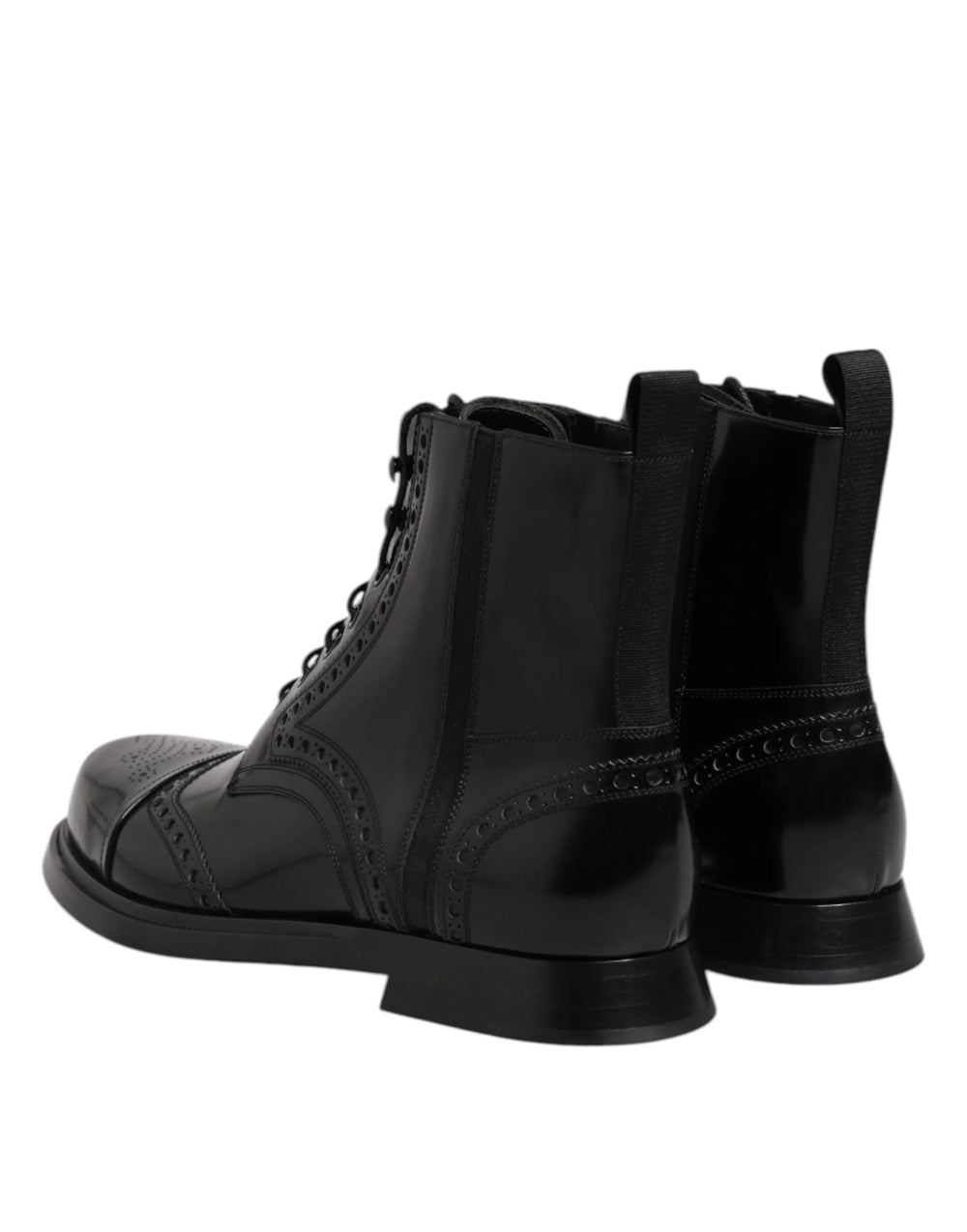 Dolce & Gabbana Black Leather Lace Up Mid Calf Boots Shoes - EU44/US11 - Boots
