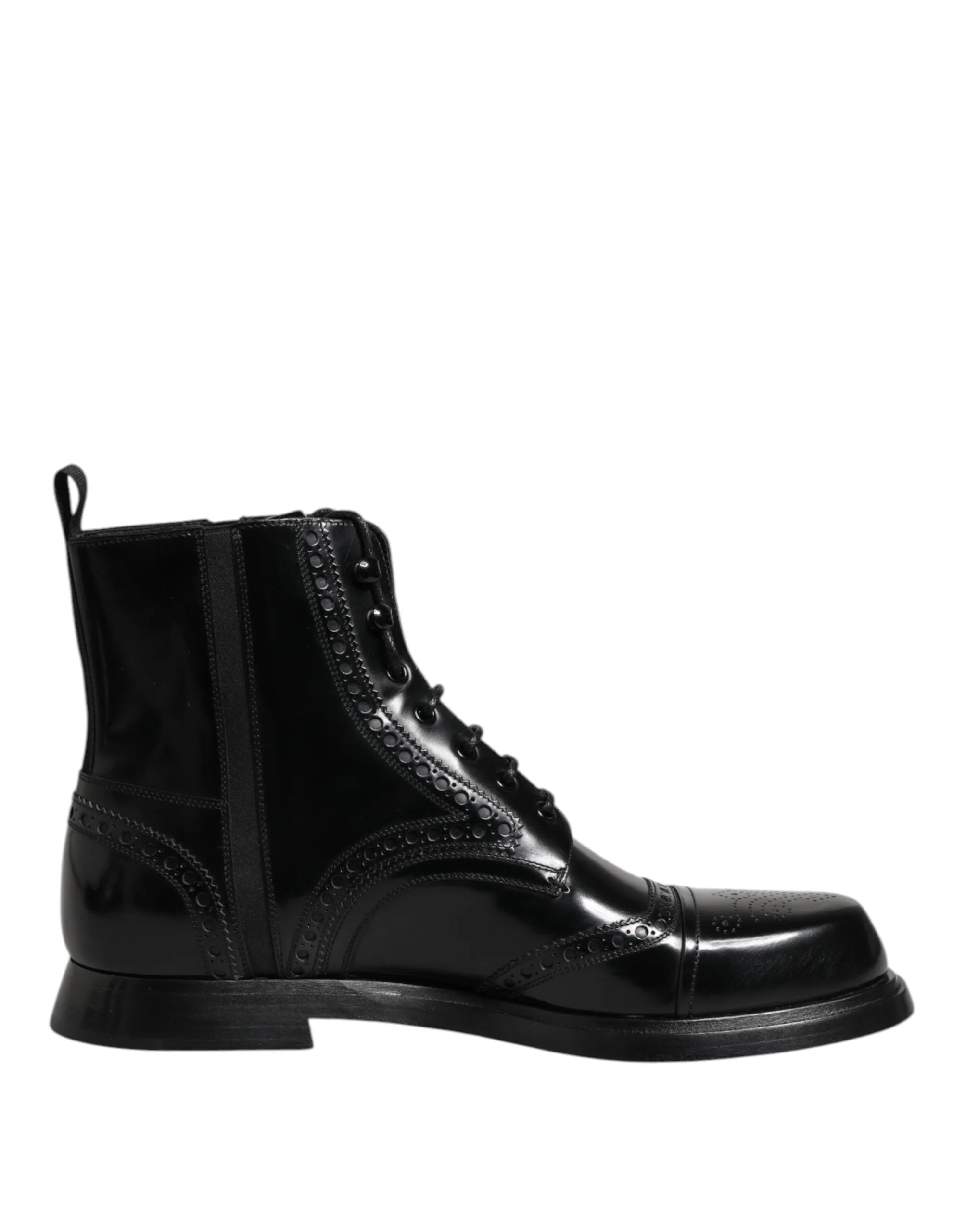 Dolce & Gabbana Black Leather Lace Up Mid Calf Boots Shoes - EU44/US11 - Boots