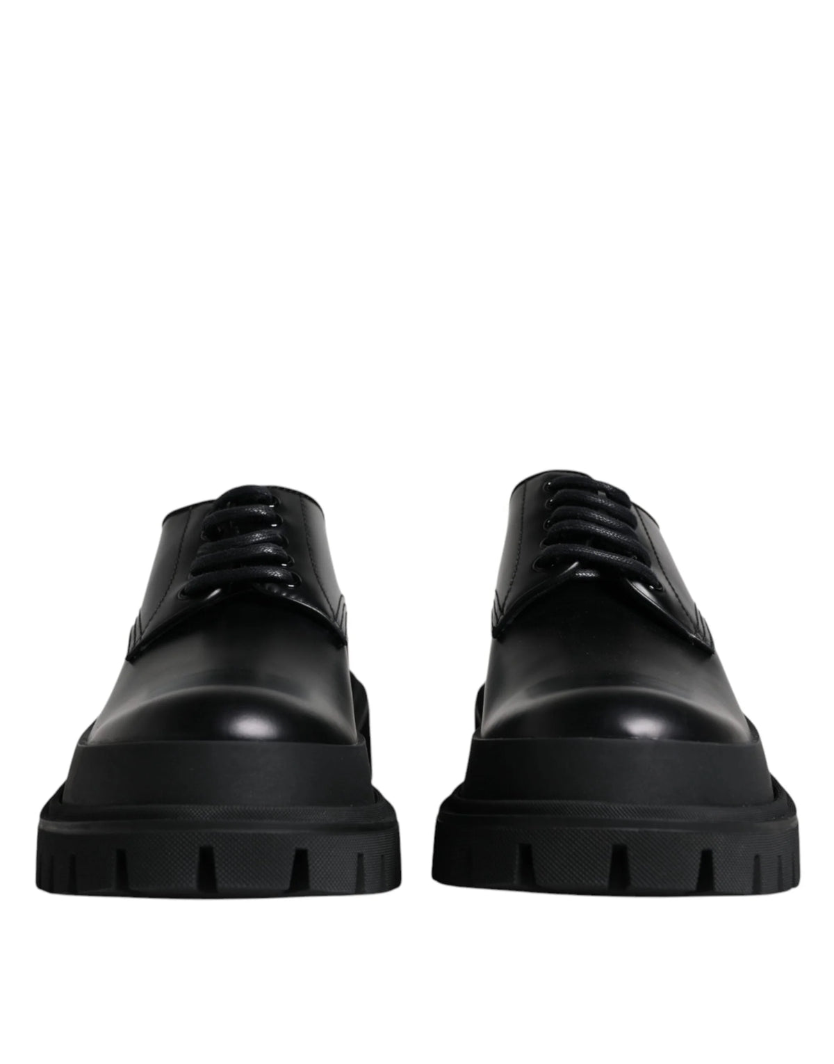 Dolce & Gabbana Black Leather Lace Up Trekking Dress Shoes - EU45/US12
