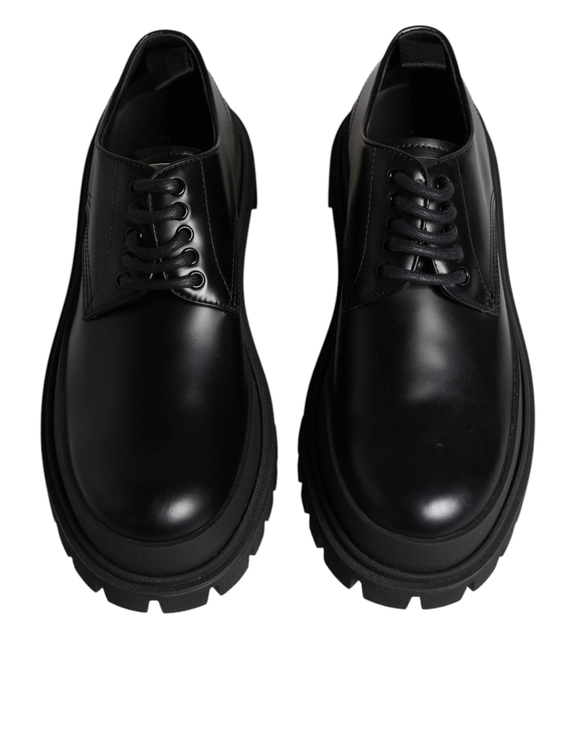 Dolce & Gabbana Black Leather Lace Up Trekking Dress Shoes - EU45/US12 - Shoes