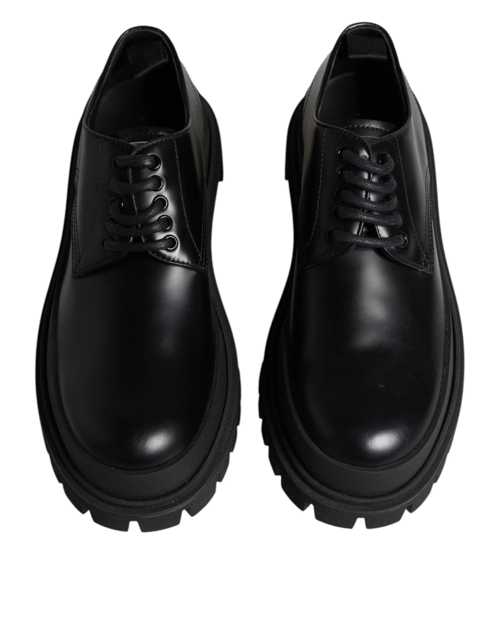 Dolce & Gabbana Black Leather Lace Up Trekking Dress Shoes - EU45/US12 - Shoes