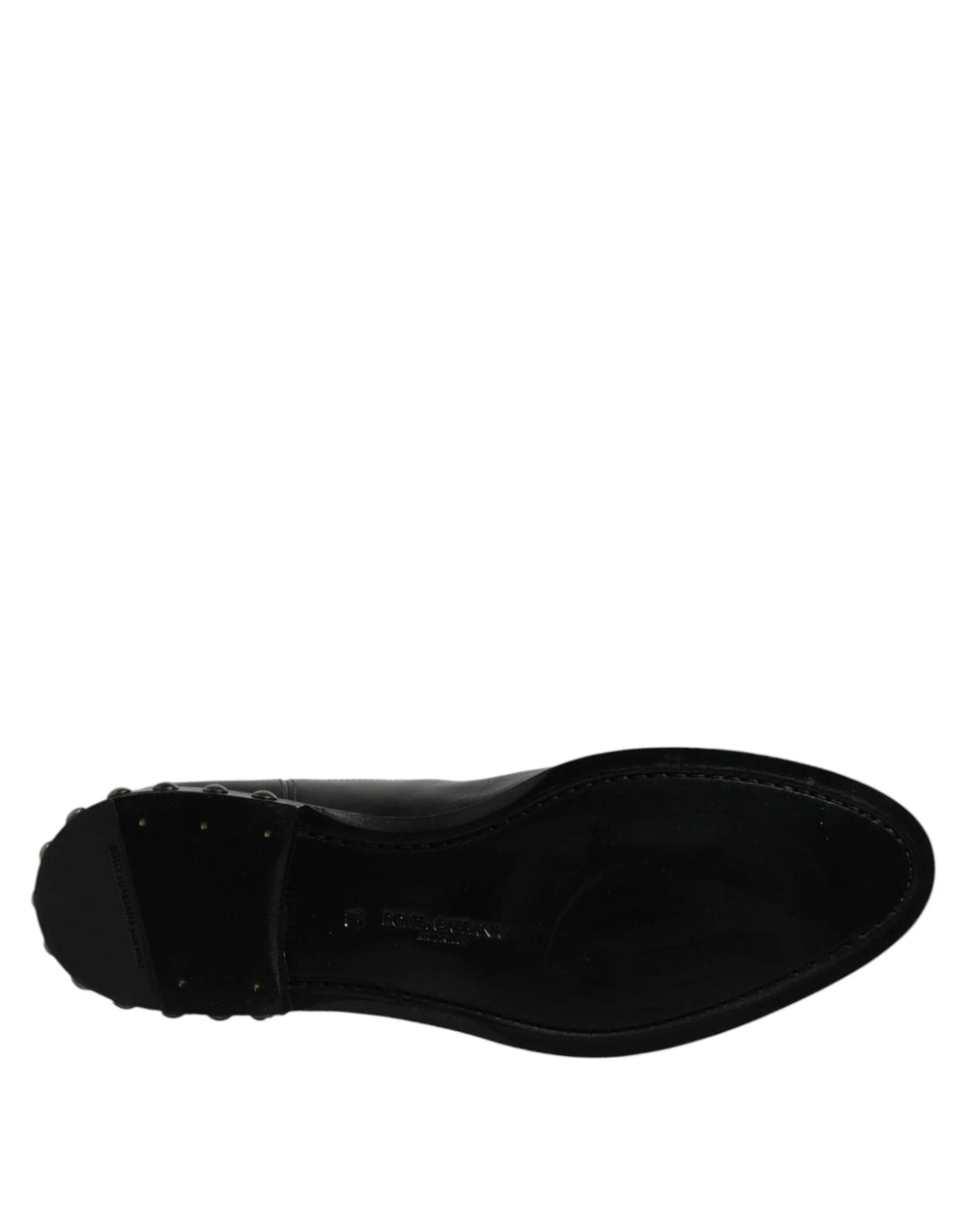 Dolce & Gabbana Black Leather Logo Ankle Boots Studded Shoes - EU44/US11