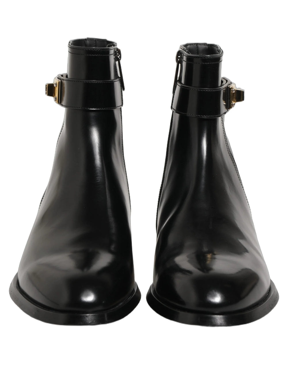 Dolce & Gabbana Black Leather Logo Buckle Mid Calf Boots Shoes - EU43/US10