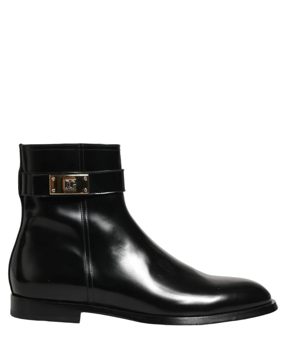 Dolce & Gabbana Black Leather Logo Buckle Mid Calf Boots Shoes - EU43/US10