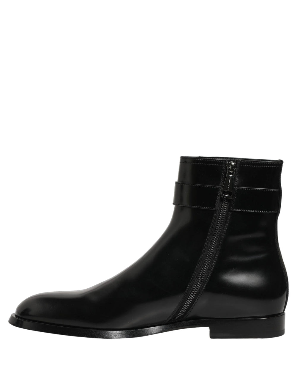 Dolce & Gabbana Black Leather Logo Buckle Mid Calf Boots Shoes - EU43/US10