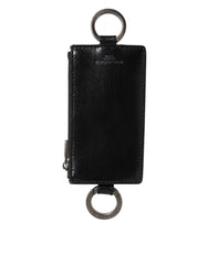 Dolce & Gabbana Black Leather Logo Embossed Lanyard Card Holde Wallet - Card Cases