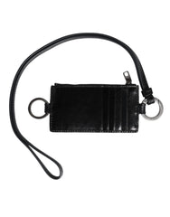 Dolce & Gabbana Black Leather Logo Embossed Lanyard Card Holder Wallet - Neck Pouches