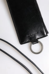Dolce & Gabbana Black Leather Logo Embossed Lanyard Card Holder Wallet - Neck Pouches