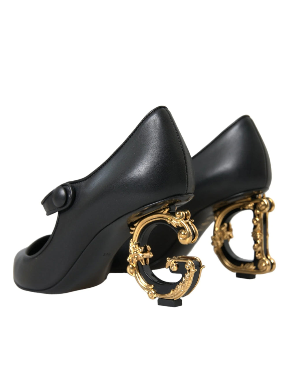 Dolce & Gabbana Black Leather Logo Heels Mary Janes Pumps Shoes - EU37.5/US7 - Heels