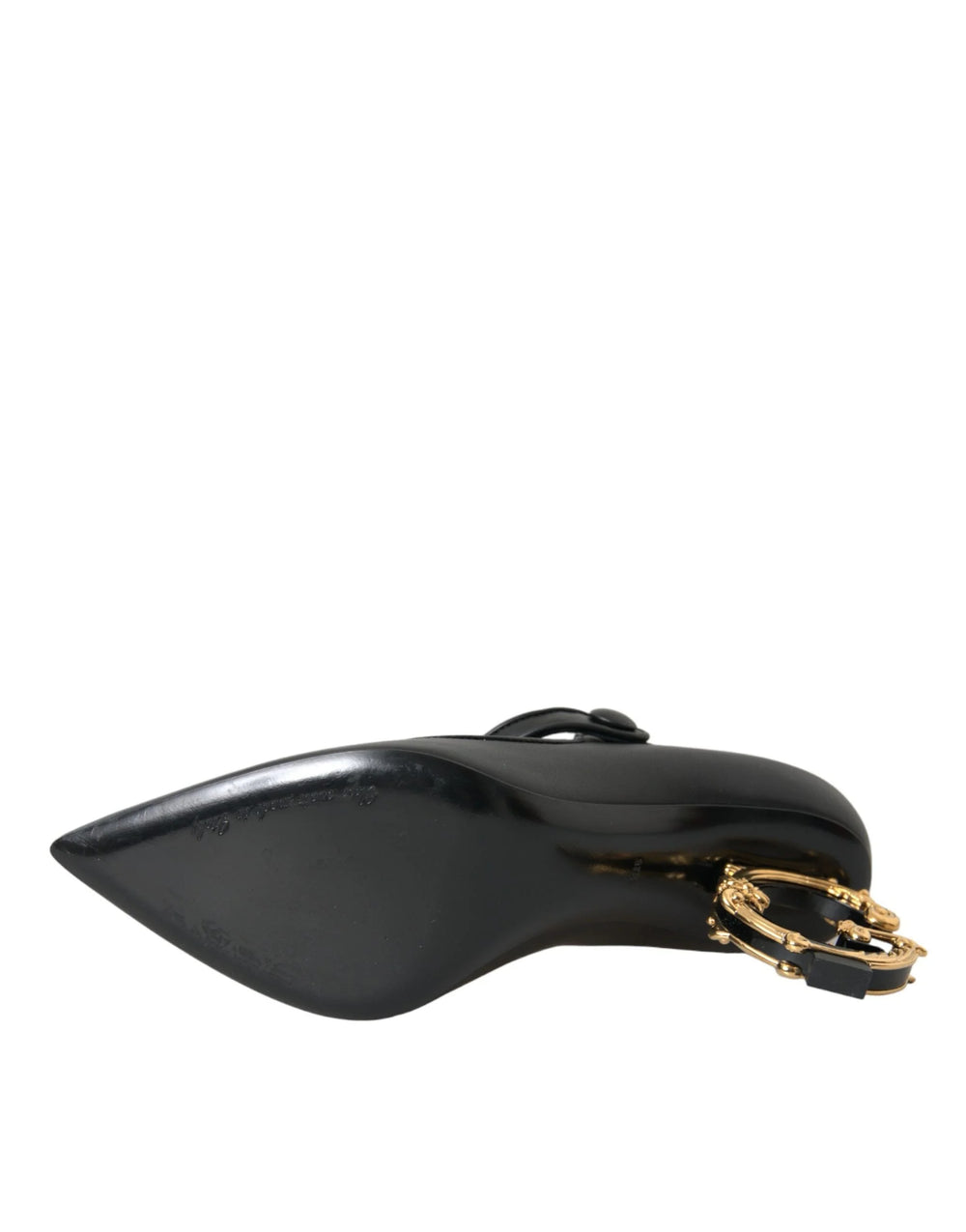 Dolce & Gabbana Black Leather Logo Heels Mary Janes Pumps Shoes - EU37.5/US7 - Heels