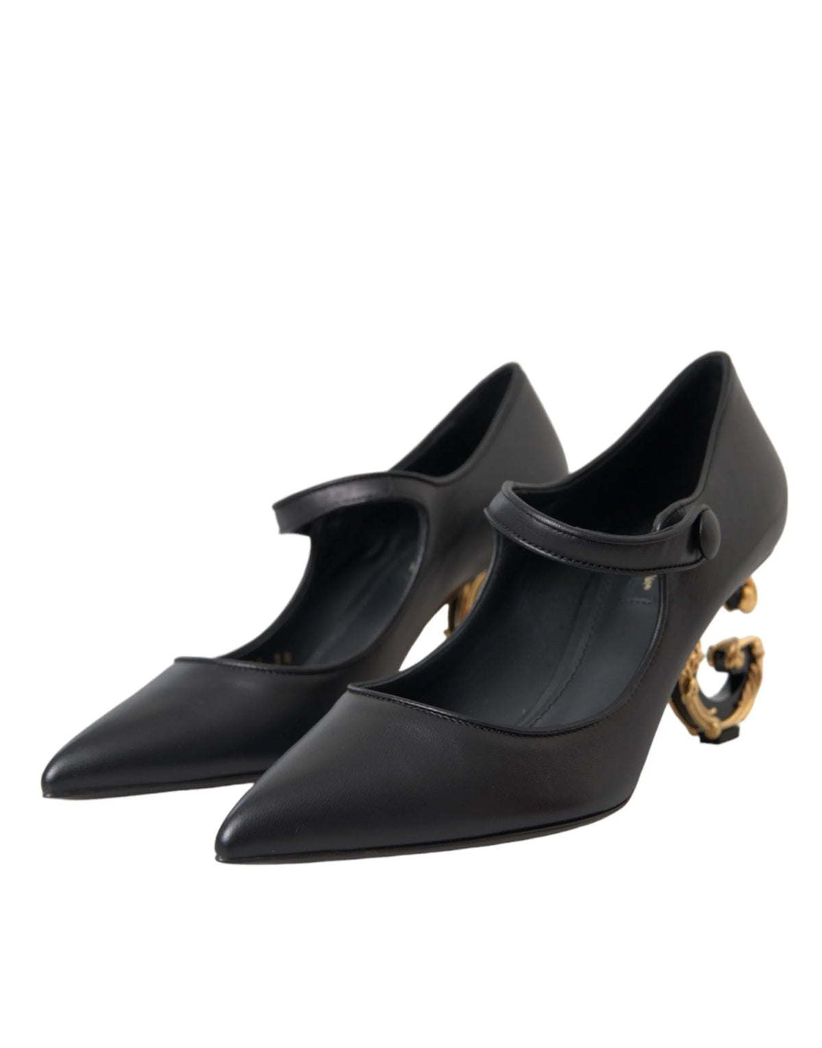 Dolce & Gabbana Black Leather Logo Heels Mary Janes Pumps Shoes - EU35.5/US5 - Heels