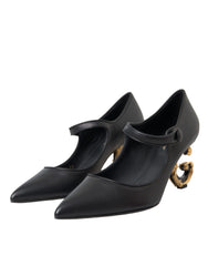 Dolce & Gabbana Black Leather Logo Heels Mary Janes Pumps Shoes - EU35.5/US5 - Heels