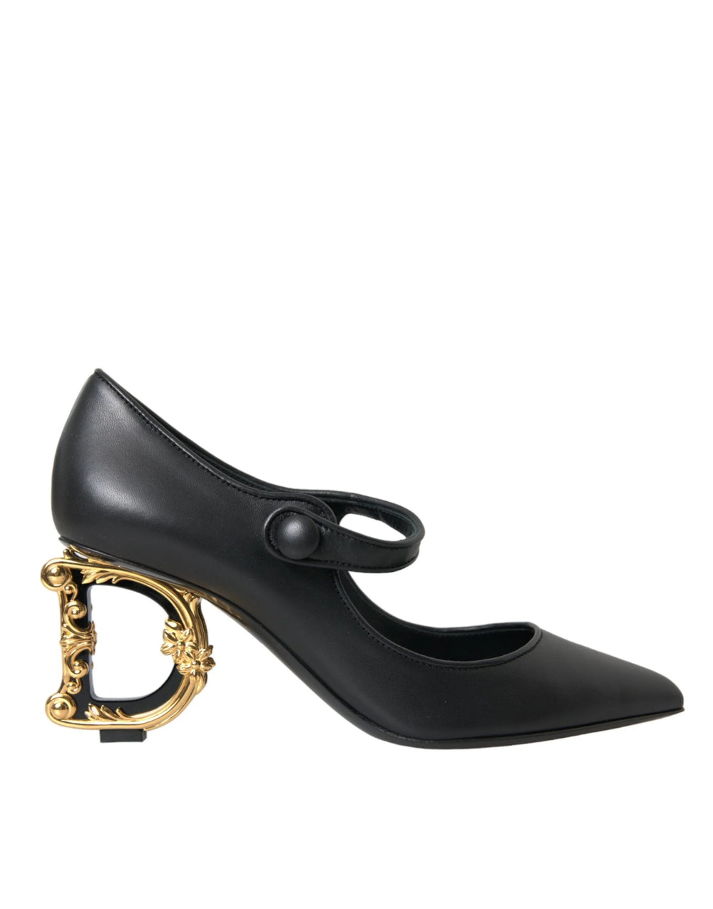 Dolce & Gabbana Black Leather Logo Heels Mary Janes Pumps Shoes - EU37.5/US7 - Heels