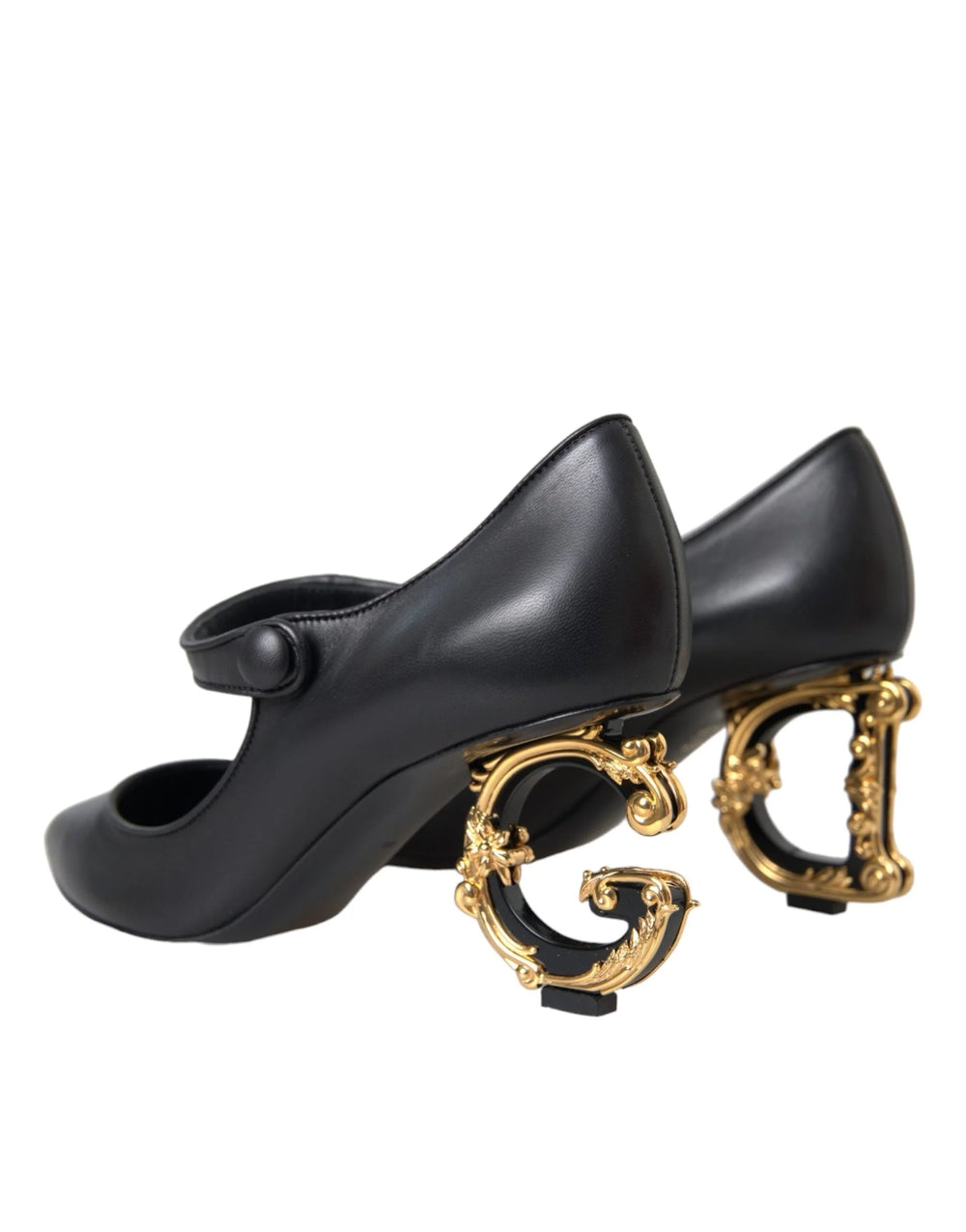 Dolce & Gabbana Black Leather Logo Heels Mary Janes Pumps Shoes - EU35.5/US5 - Heels