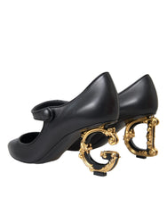 Dolce & Gabbana Black Leather Logo Heels Mary Janes Pumps Shoes - EU35.5/US5 - Heels