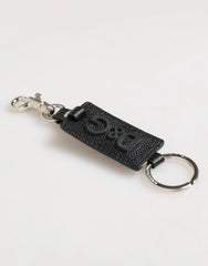 Dolce & Gabbana Black Leather Logo Metal Ring Keychain Holder Keyring - Keychains