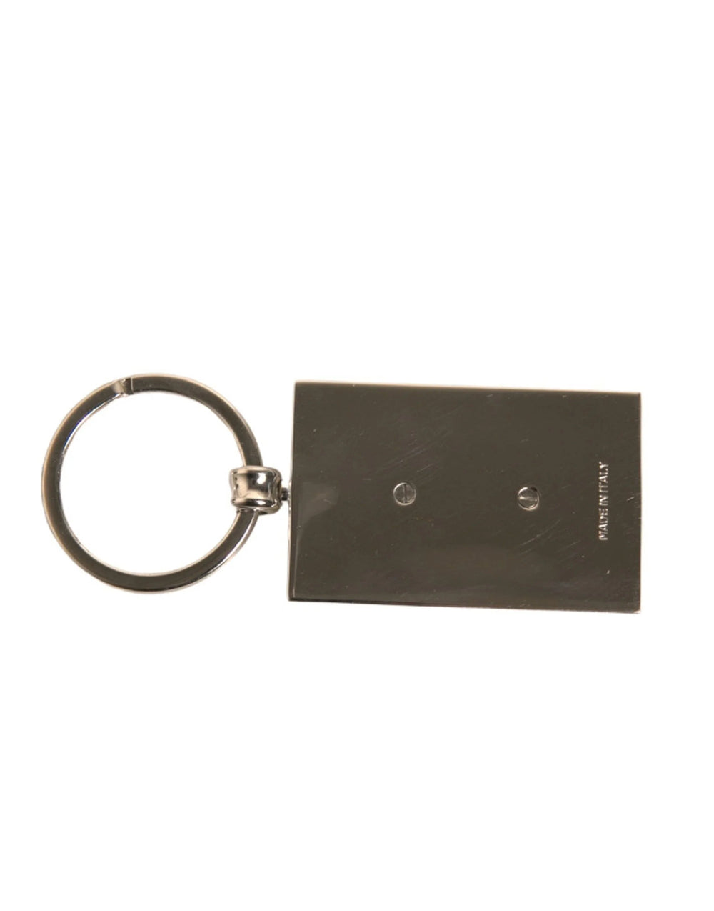 Dolce & Gabbana Black Leather Logo Metal Ring Keychain Keyring - Keychains