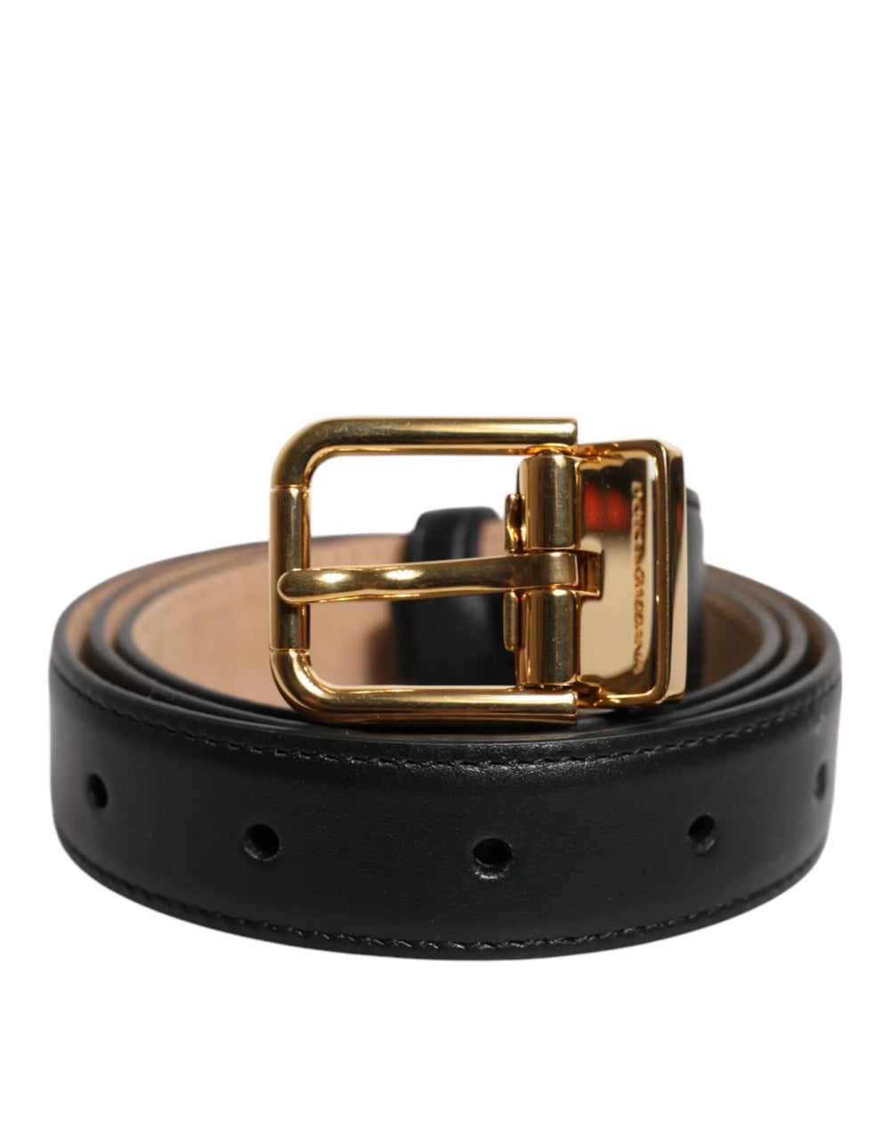 Dolce & Gabbana Black Leather Logo Metal Waist Buckle Belt - 80 cm / 32 Inches