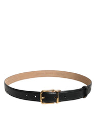 Dolce & Gabbana Black Leather Logo Metal Waist Buckle Belt - 80 cm / 32 Inches