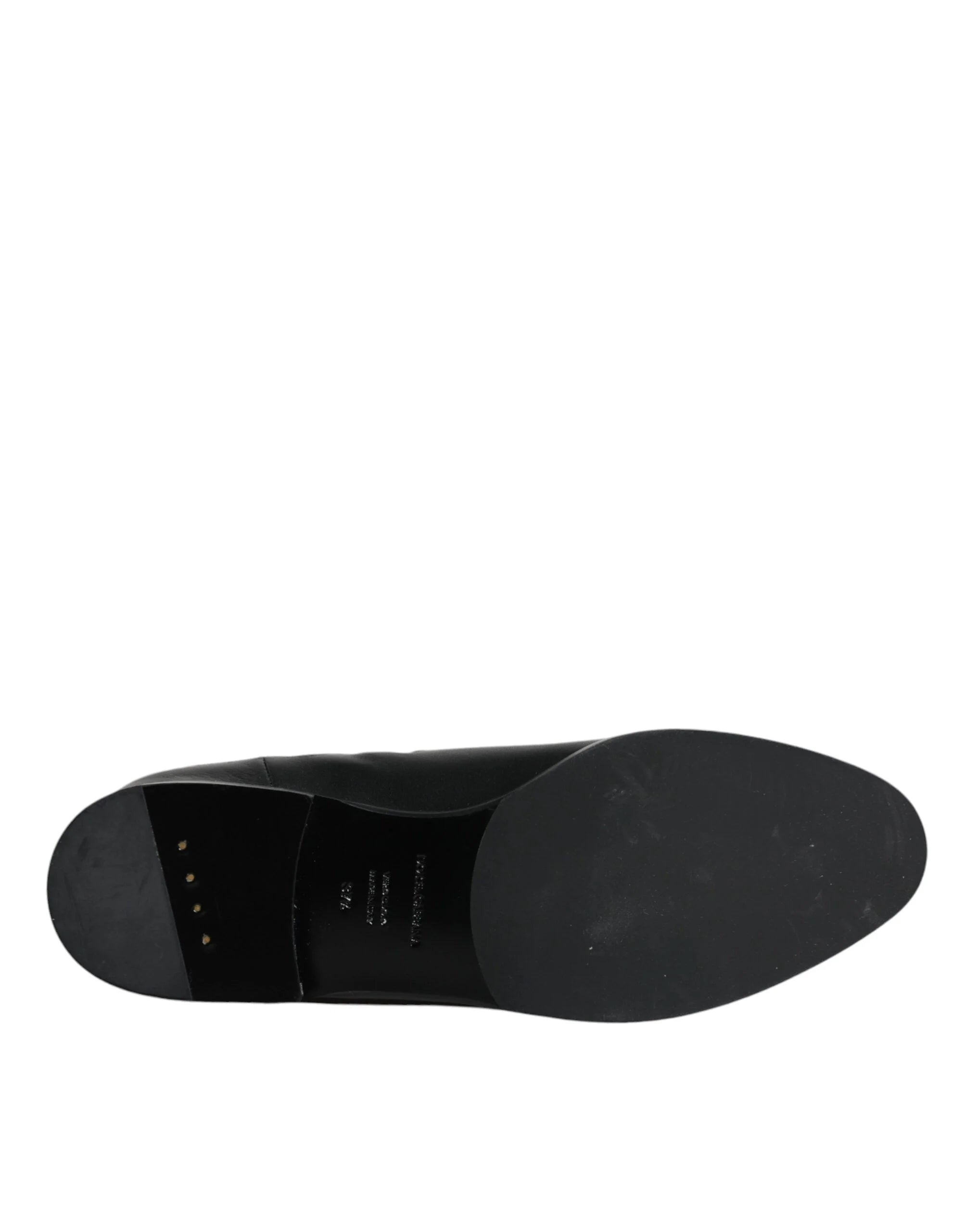 Dolce & Gabbana Black Leather Logo Mid Calf Boots Shoes - EU37.5/US7