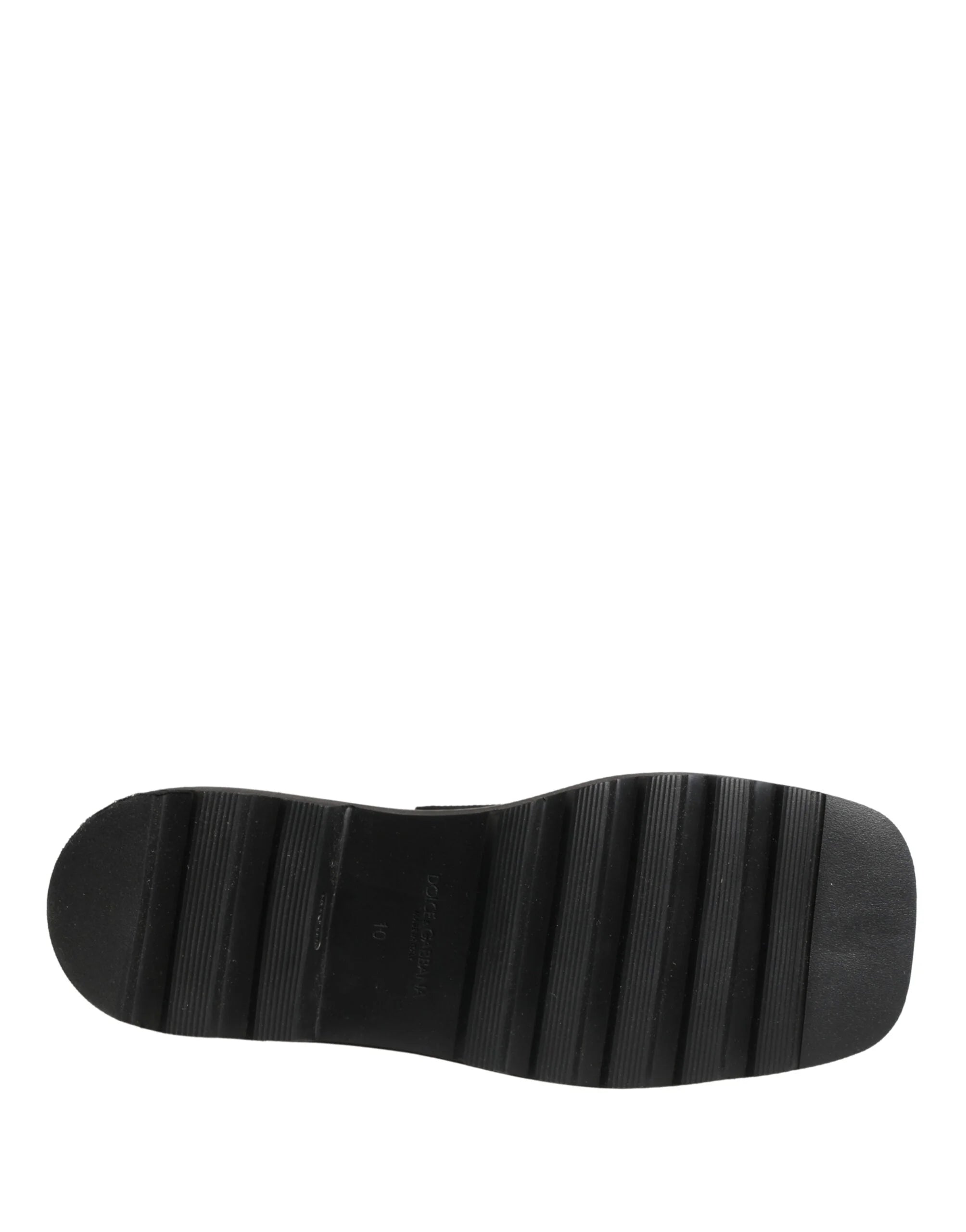 Dolce & Gabbana Black Leather Logo Plaque Ankle Boots Shoes - EU44/US11