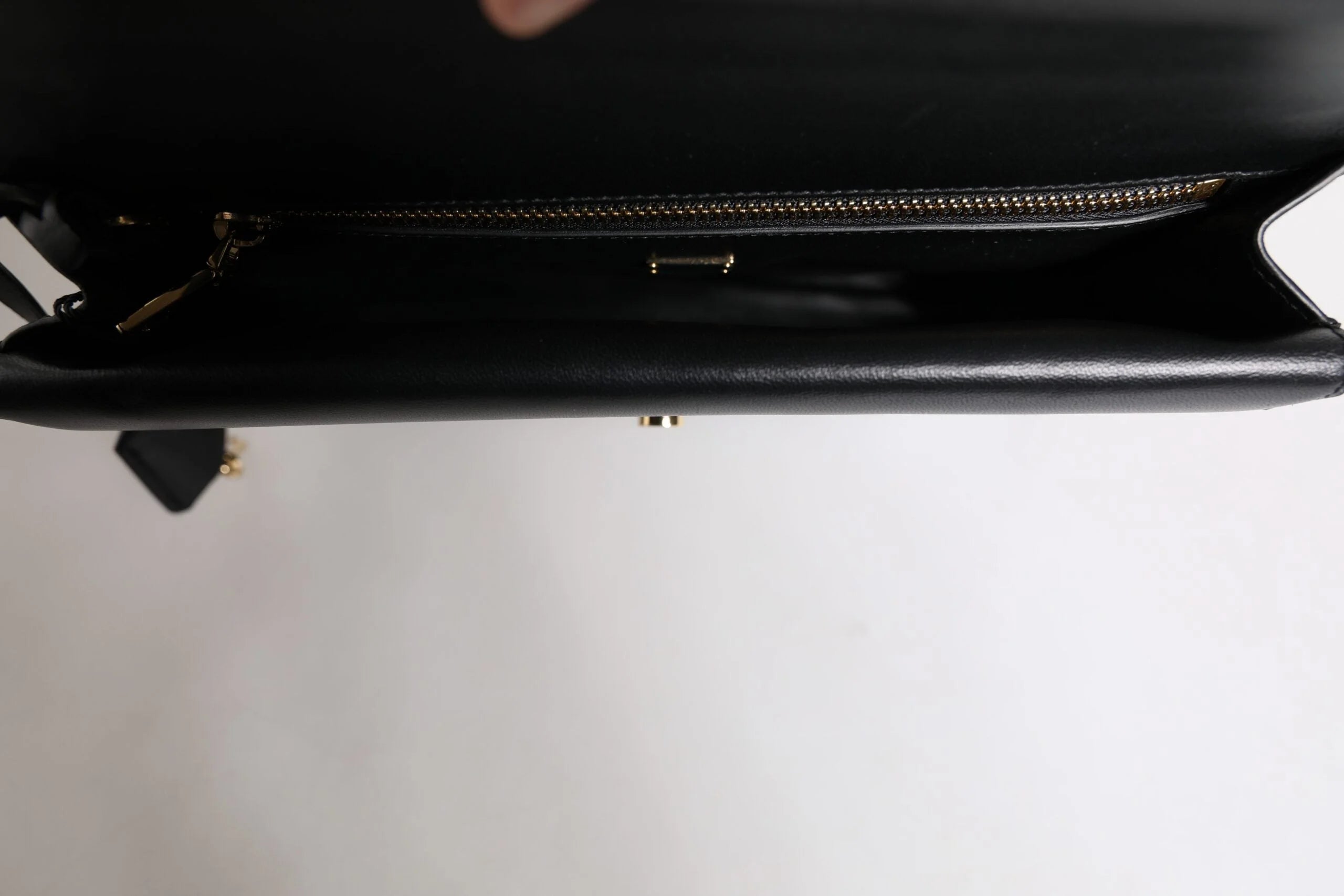 Dolce & Gabbana Black Leather Logo Plaque Document Briefcase Bag - Briefcases