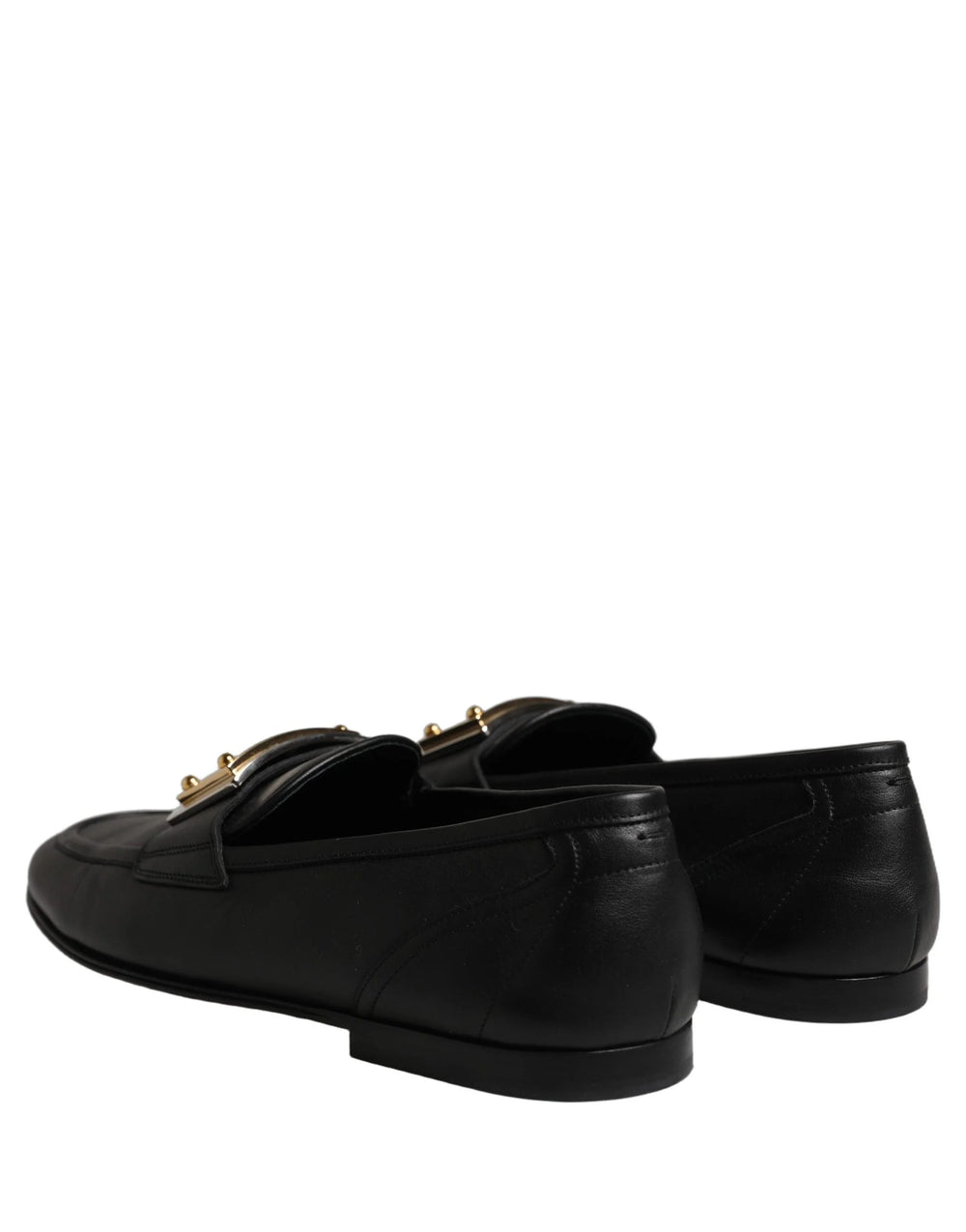 Dolce & Gabbana Black Leather Logo Plaque Loafers Men Shoes - EU43/US10