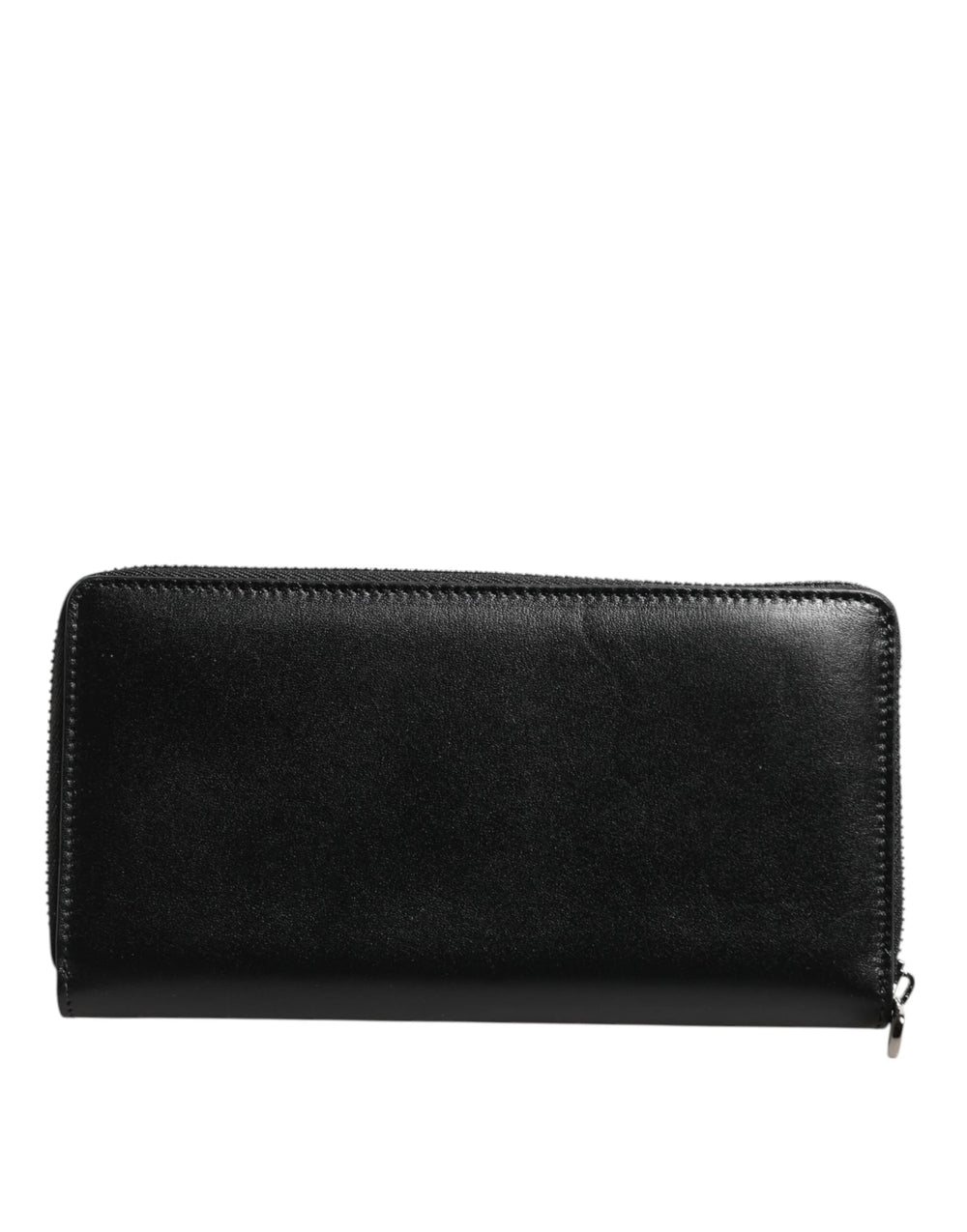 Dolce & Gabbana Black Leather Logo Plaque Zip Around Continental Wallet - Wallets