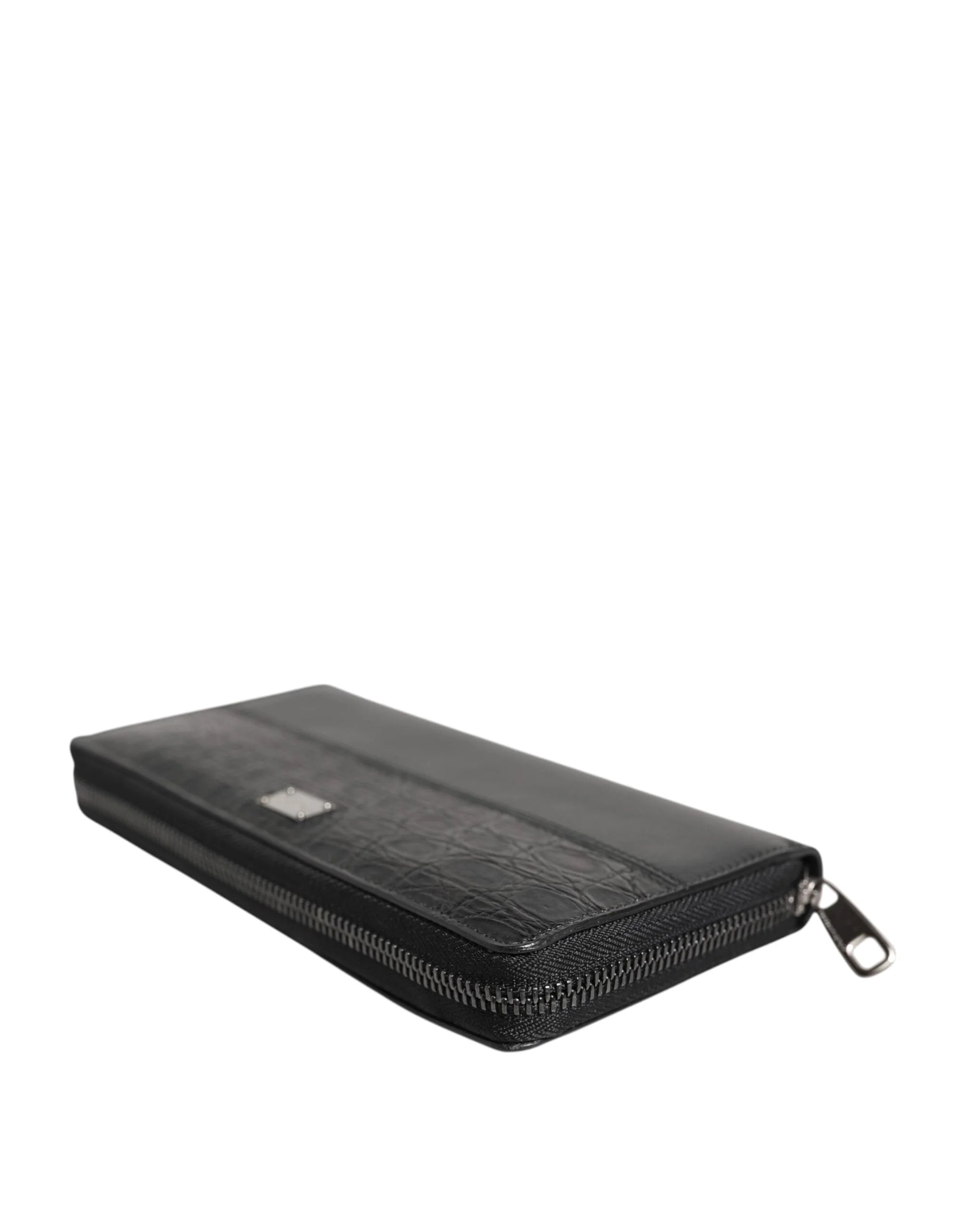 Dolce & Gabbana Black Leather Logo Plaque Zip Around Continental Wallet - Wallets