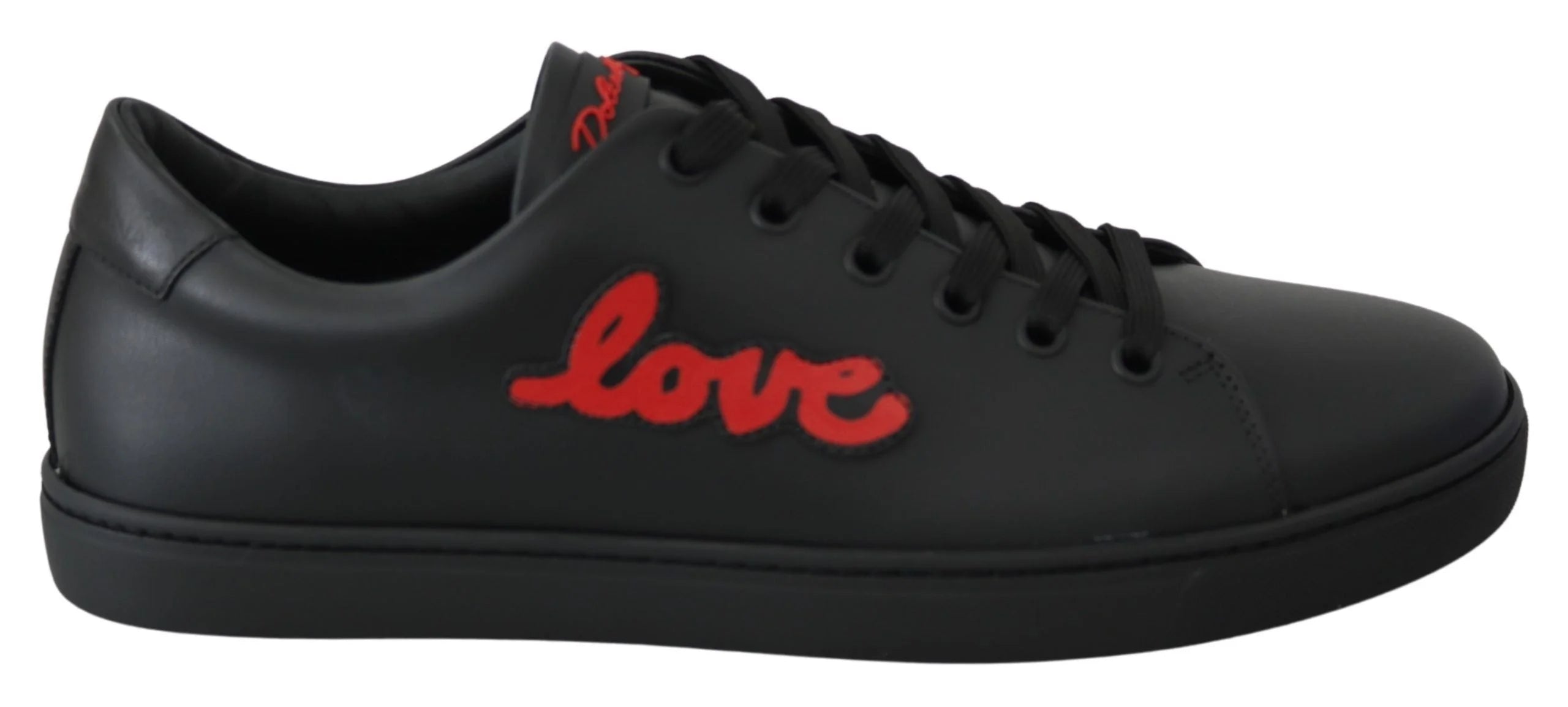 Dolce & Gabbana Black Leather Love Heart Sneakers Womens Shoes - EU35/US4.5 - Sneakers