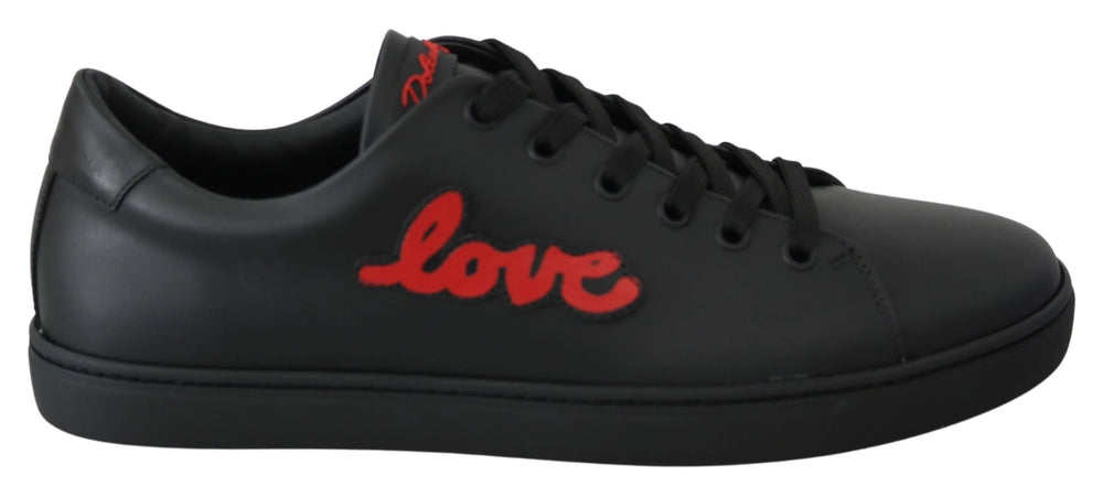 Dolce & Gabbana Black Leather Love Heart Sneakers Womens Shoes - EU35/US4.5 - Sneakers