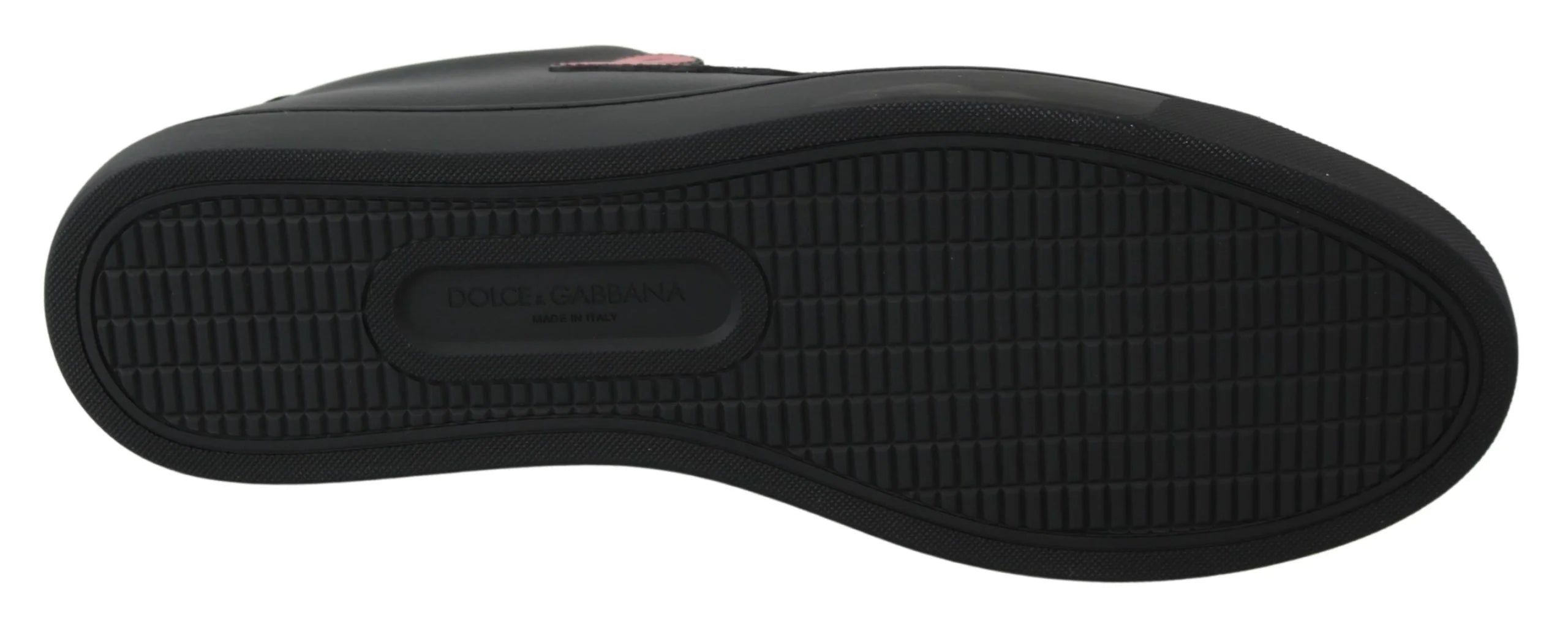 Dolce & Gabbana Black Leather Love Heart Sneakers Womens Shoes - EU35/US4.5 - Sneakers