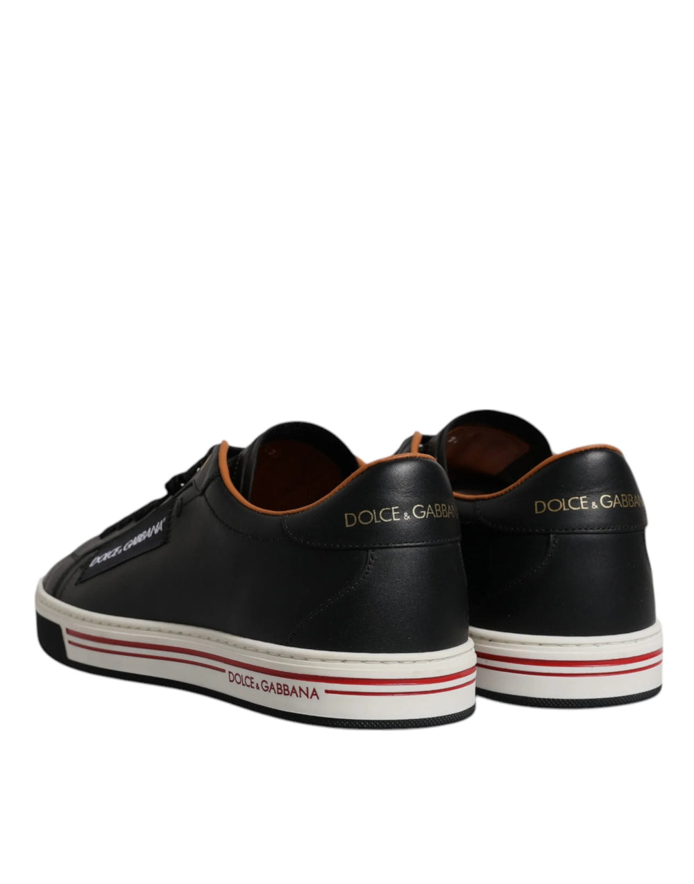 Dolce & Gabbana Black Leather Low Top Men Sneakers Shoes - Sneakers