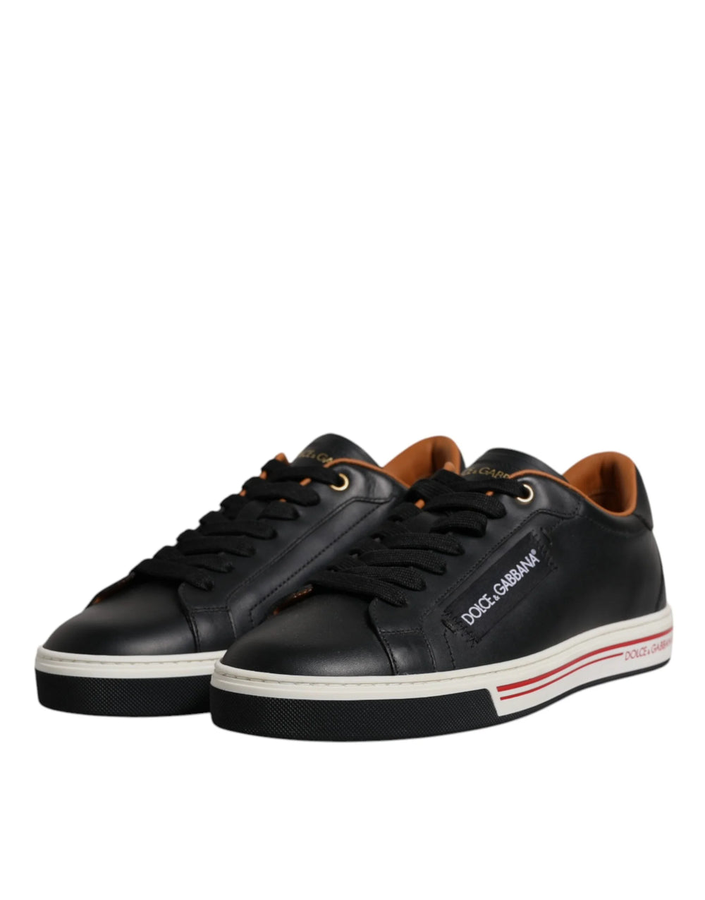Dolce & Gabbana Black Leather Low Top Men Sneakers Shoes - Sneakers