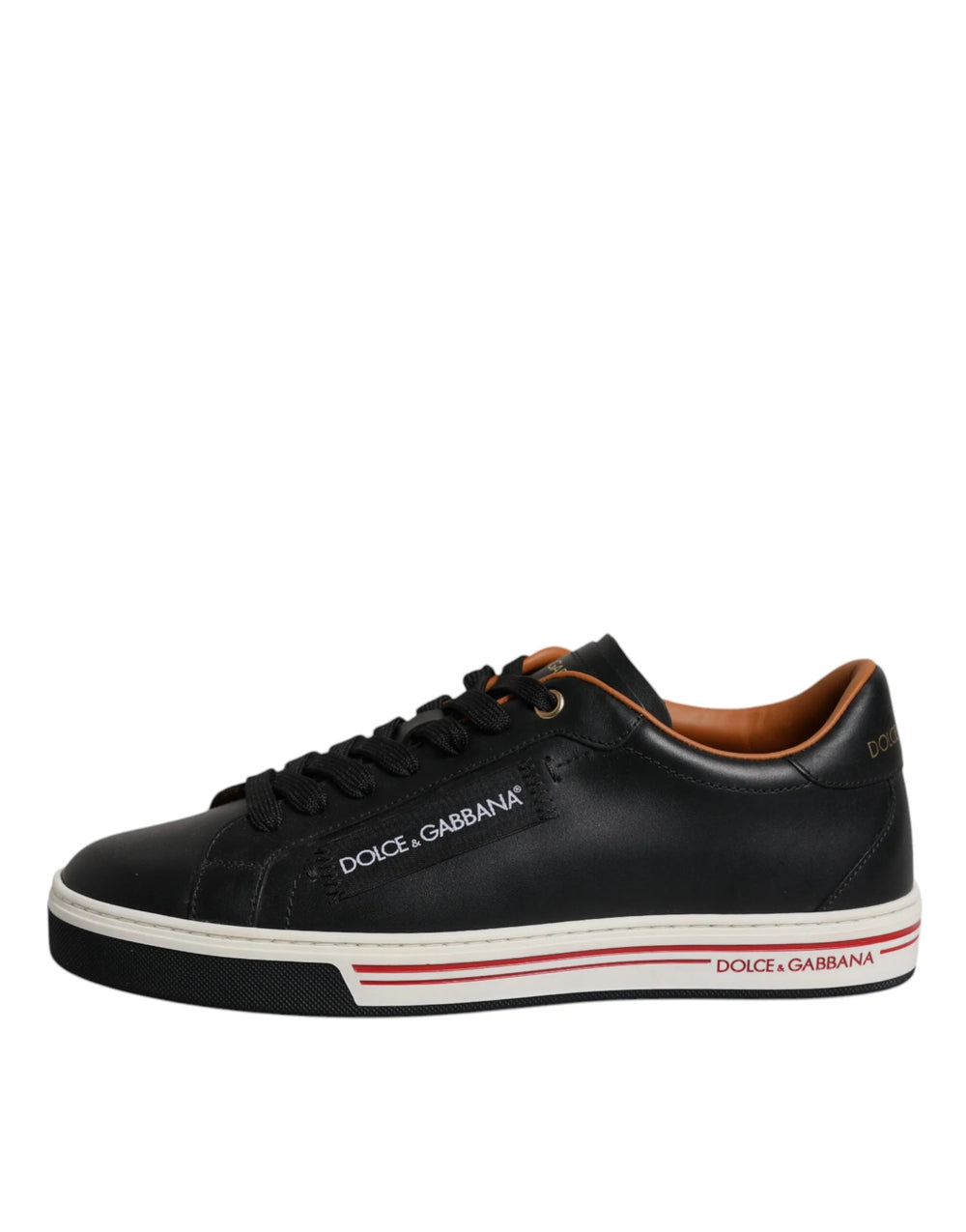 Dolce & Gabbana Black Leather Low Top Men Sneakers Shoes - Sneakers