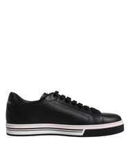 Dolce & Gabbana Black Leather Low Top Men Sneakers Shoes - Sneakers