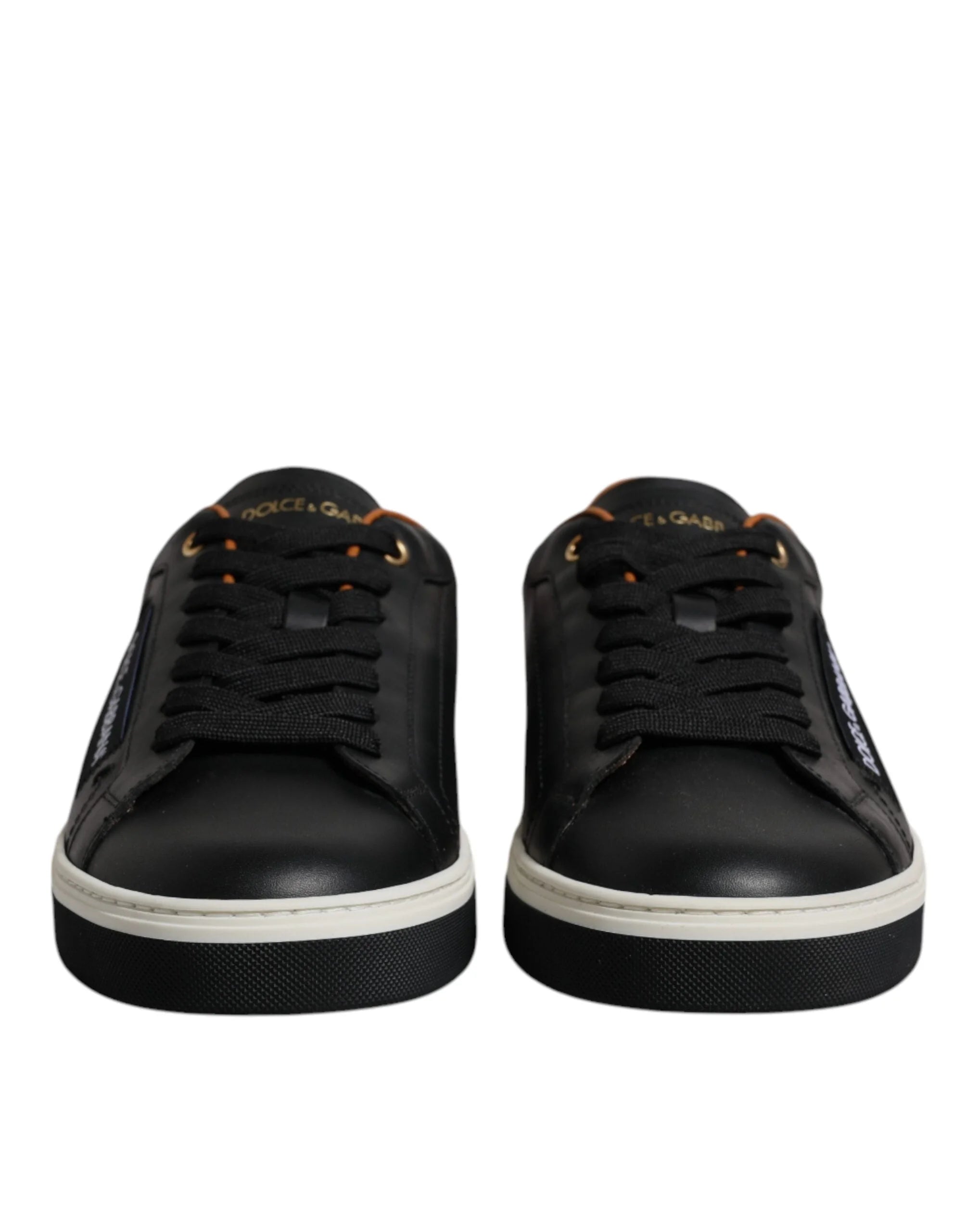 Dolce & Gabbana Black Leather Low Top Men Sneakers Shoes - Sneakers