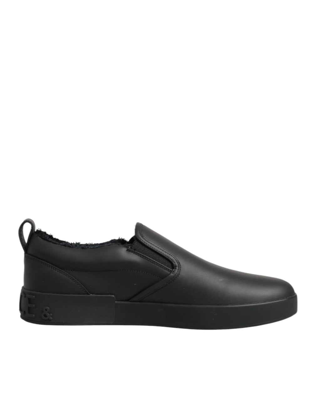 Dolce & Gabbana Black Leather Low Top Slip On Sneakers Shoes - EU44/US11 - Sneakers