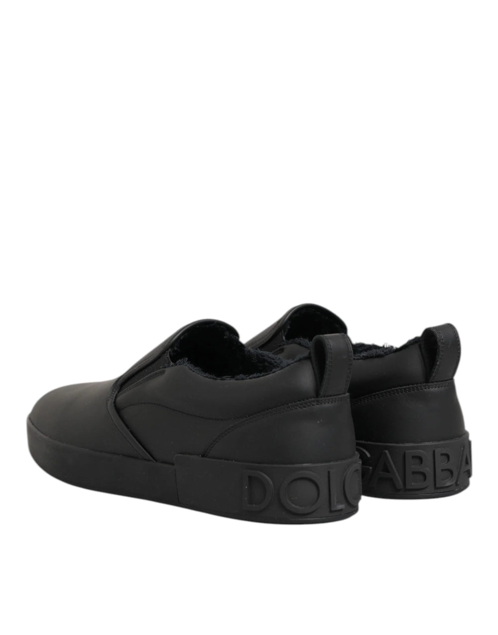 Dolce & Gabbana Black Leather Low Top Slip On Sneakers Shoes - EU44/US11 - Sneakers