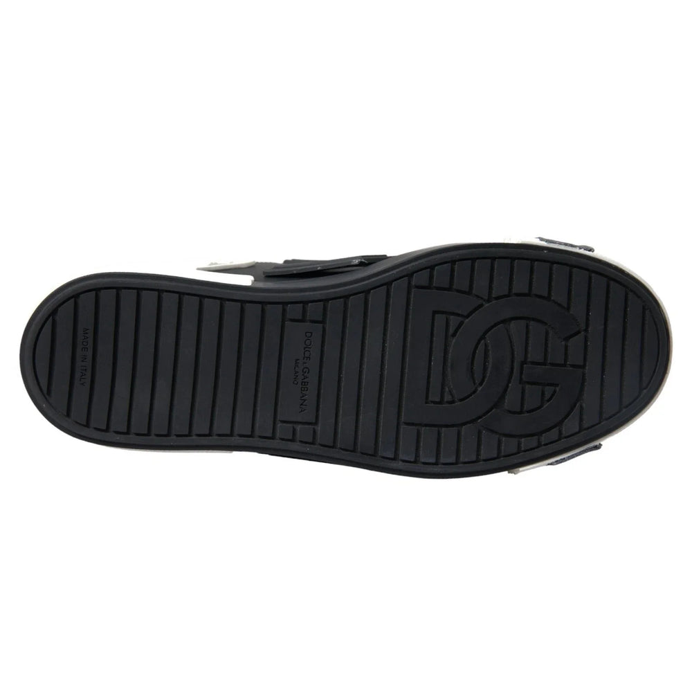 Dolce & Gabbana Black Leather Low Top Sneakers Portofino Shoes - EU44/US11