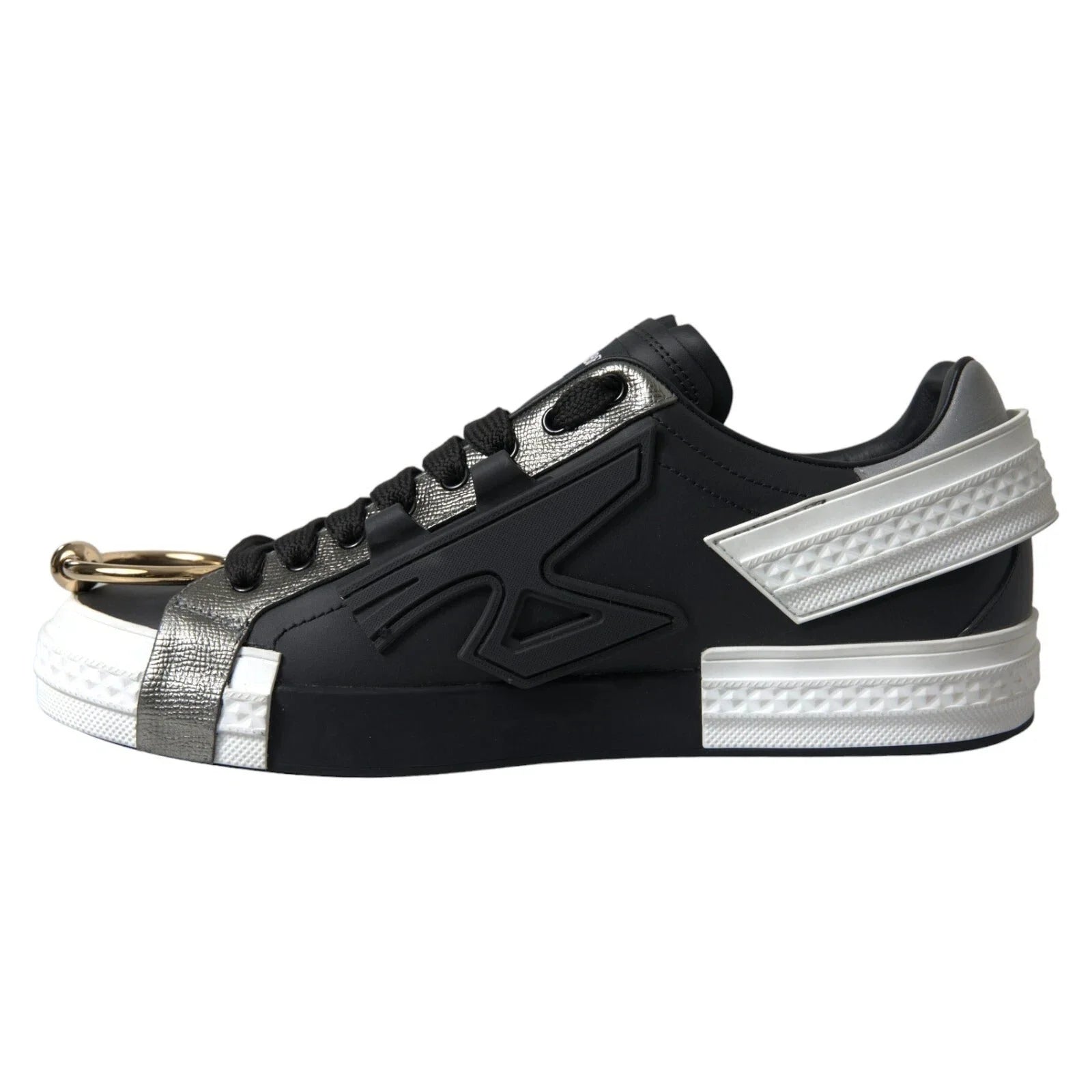 Dolce & Gabbana Black Leather Low Top Sneakers Portofino Shoes - EU44/US11