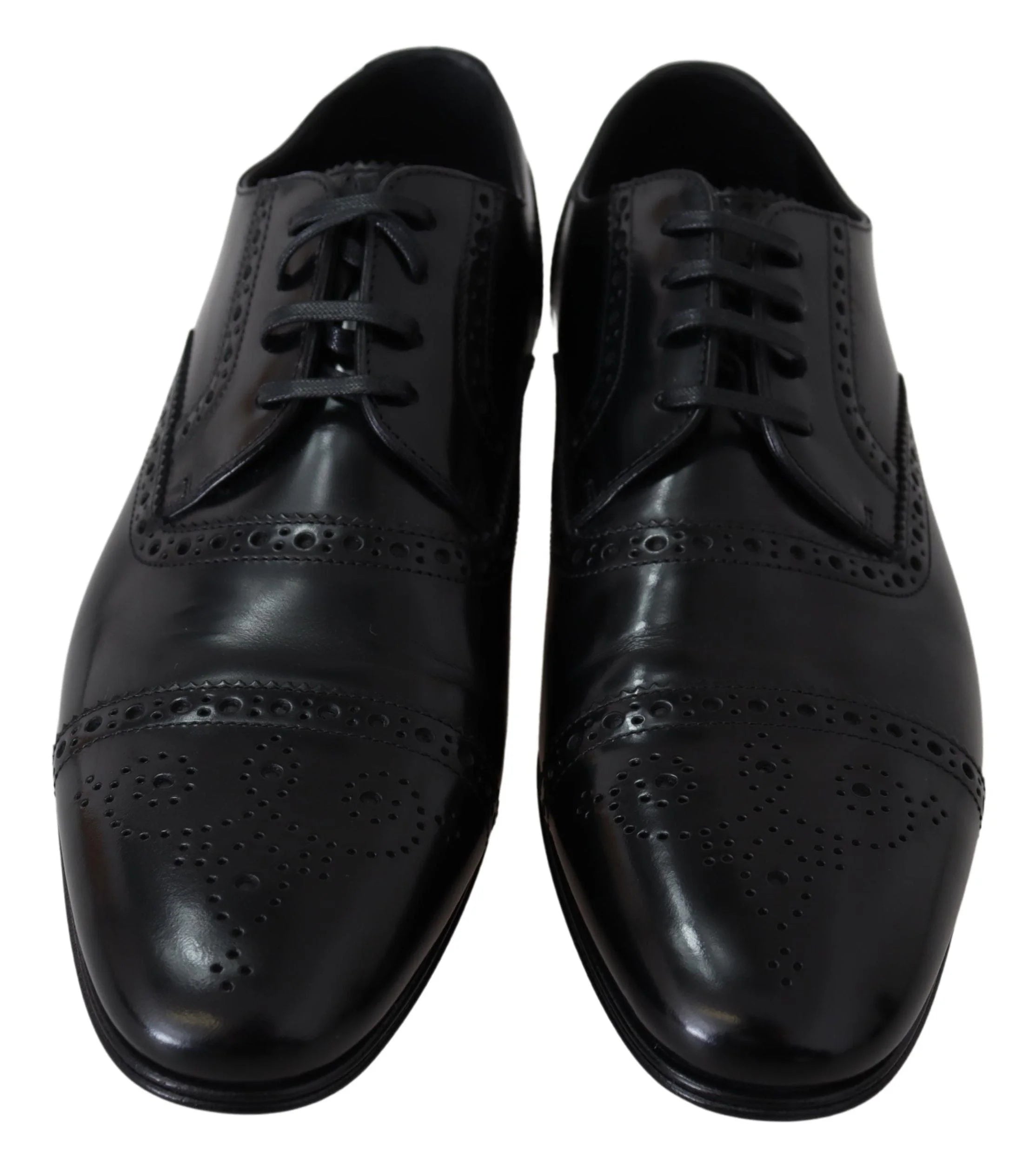 Dolce & Gabbana Black Leather Men Derby Formal Loafers Shoes - EU39/US6 - Shoes