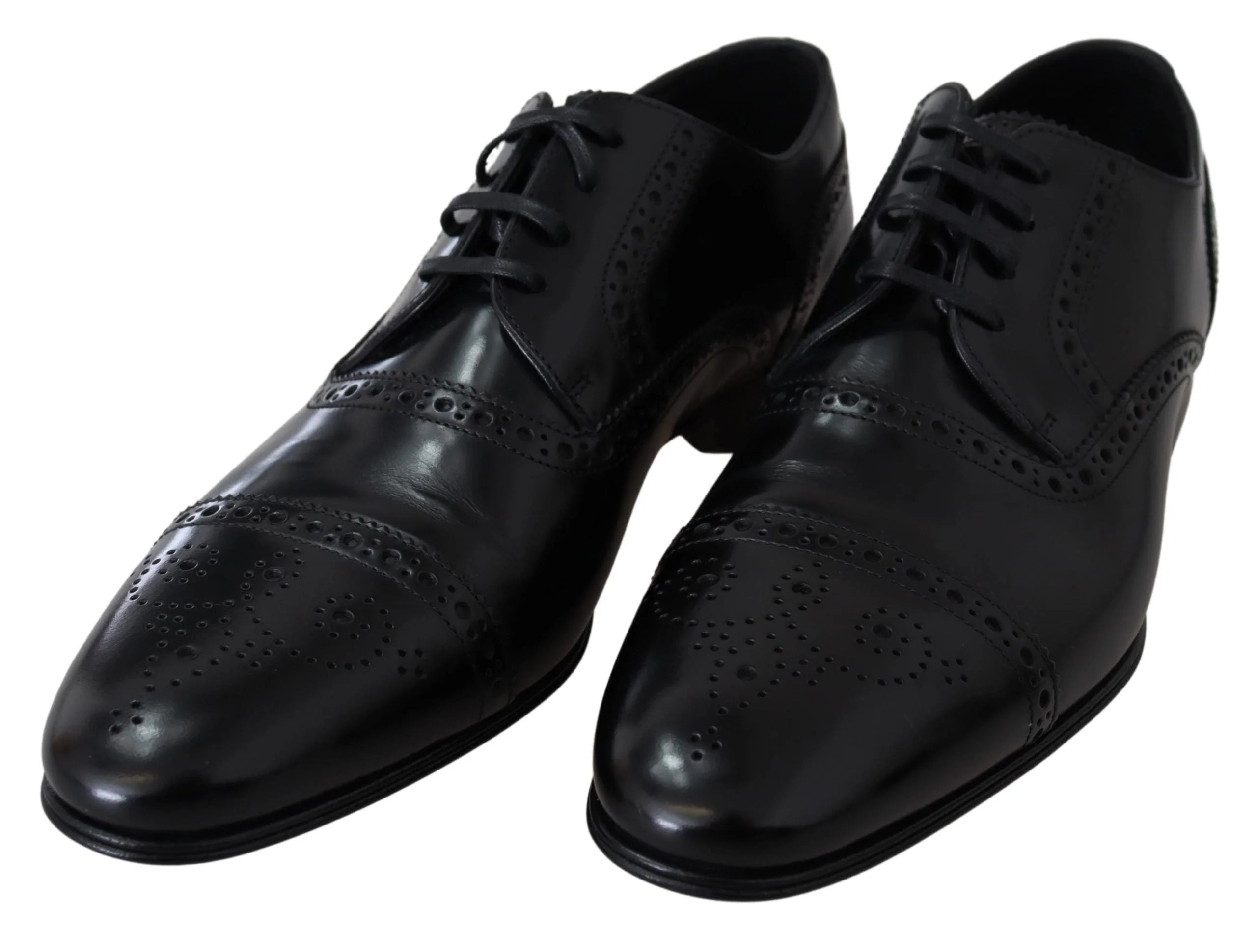 Dolce & Gabbana Black Leather Men Derby Formal Loafers Shoes - EU39/US6 - Shoes