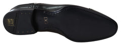 Dolce & Gabbana Black Leather Men Derby Formal Loafers Shoes - EU39/US6 - Shoes