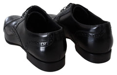 Dolce & Gabbana Black Leather Men Derby Formal Loafers Shoes - EU39/US6 - Shoes