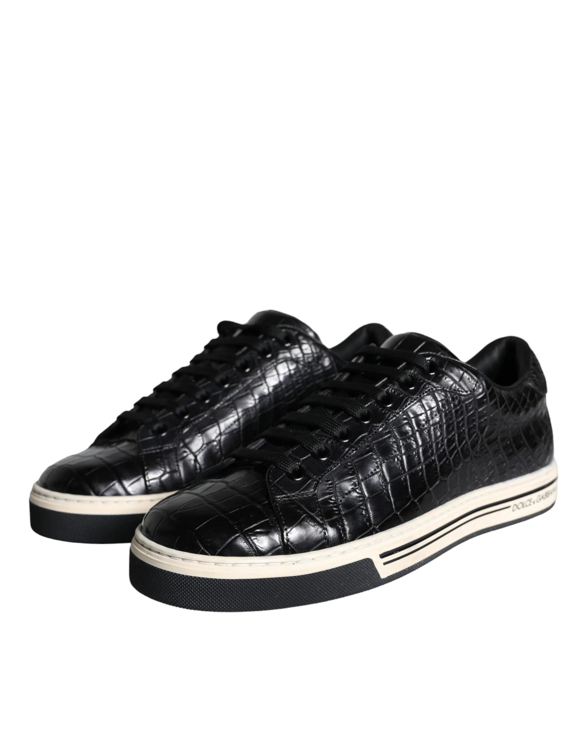 Dolce & Gabbana Black Leather Men Low Top Sneakers Shoes - EU39/US6 - Sneakers